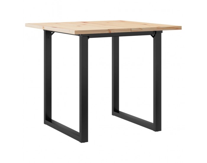 Sonata H Трапезна маса О-образна рамка 90x90x75,5 см бор масив и чугун