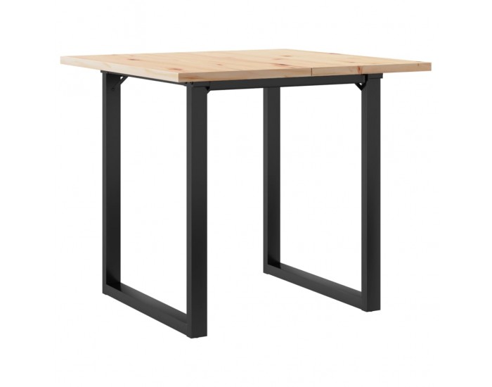 Sonata H Трапезна маса О-образна рамка 90x90x75,5 см бор масив и чугун