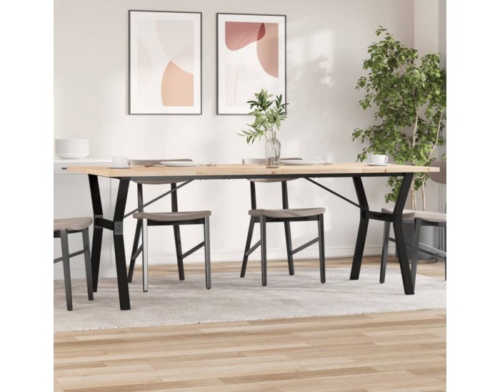 Sonata H Трапезна маса Y-образна рамка 200x100x75,5 см бор масив и чугун