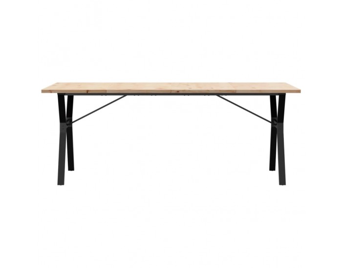 Sonata H Трапезна маса Y-образна рамка 200x100x75,5 см бор масив и чугун