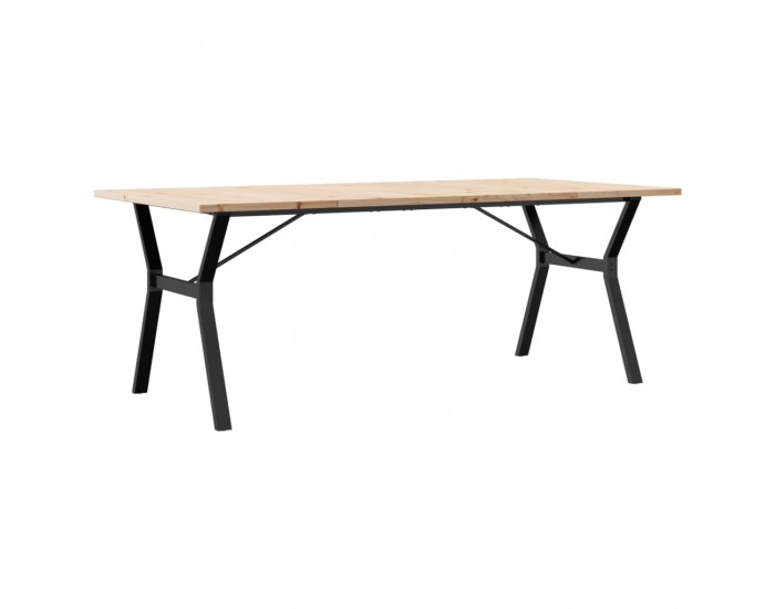 Sonata H Трапезна маса Y-образна рамка 200x100x75,5 см бор масив и чугун