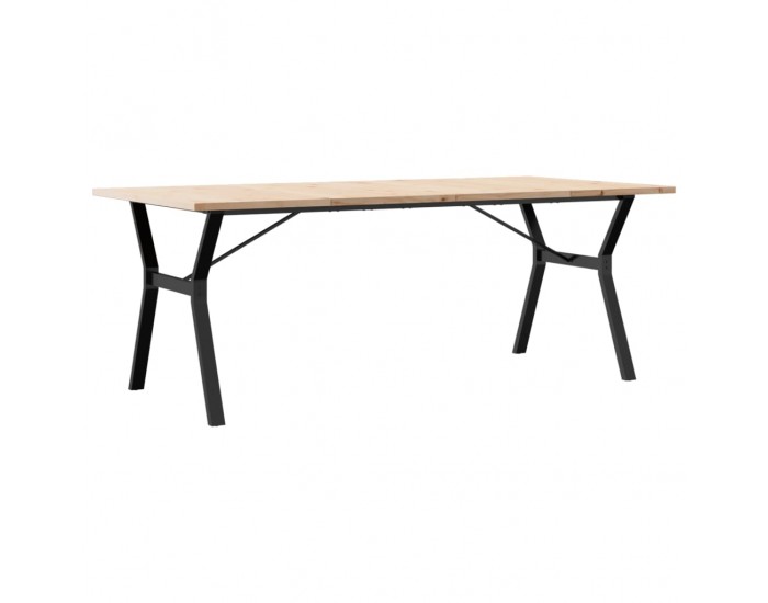 Sonata H Трапезна маса Y-образна рамка 200x100x75,5 см бор масив и чугун