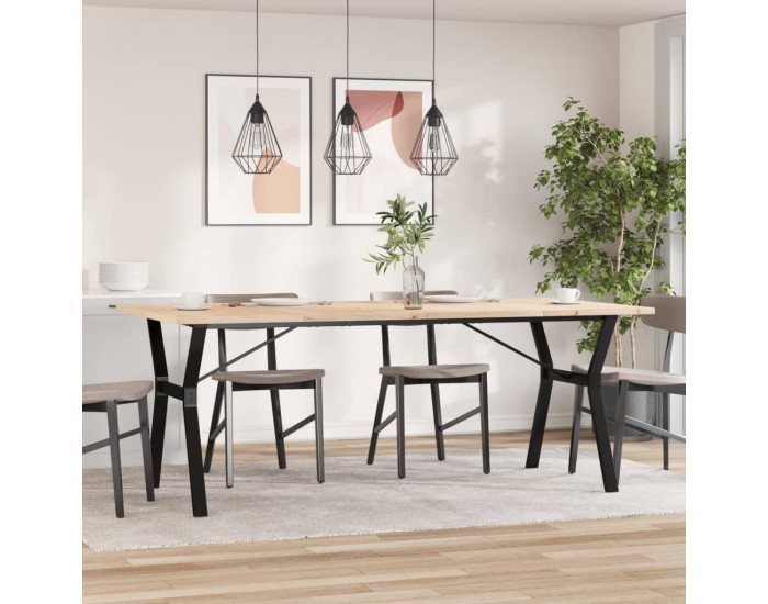 Sonata H Трапезна маса Y-образна рамка 200x100x75,5 см бор масив и чугун