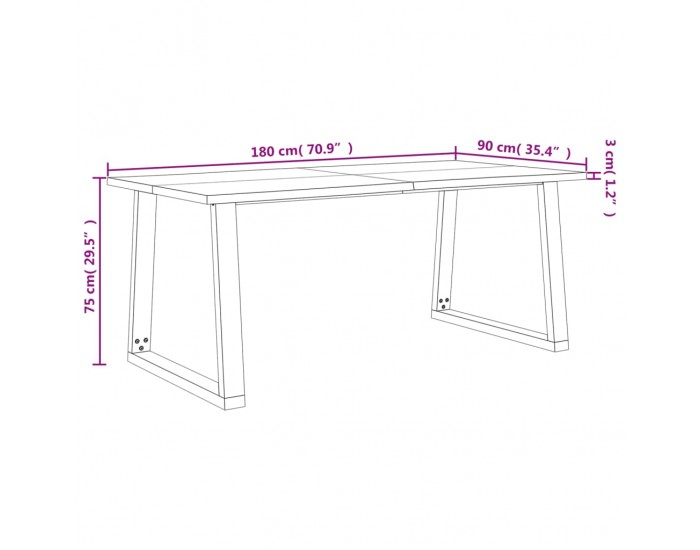 Sonata H Трапезна маса с жив ръб 180x90x75 см масивна акация