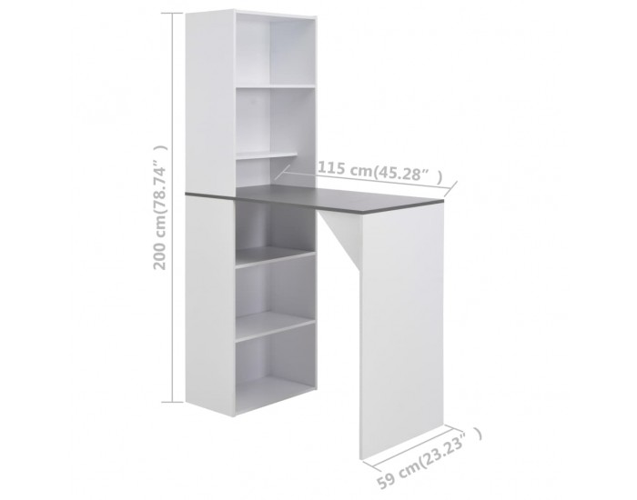 Sonata H Бар маса с шкаф, бяла, 115x59x200 см