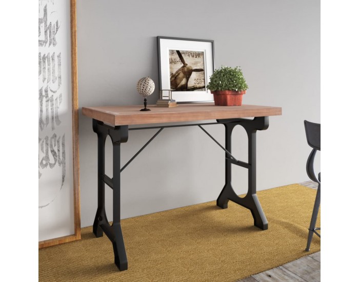 Sonata H Трапезна маса, 110x65x82 см, масивна дървесина ела и желязо