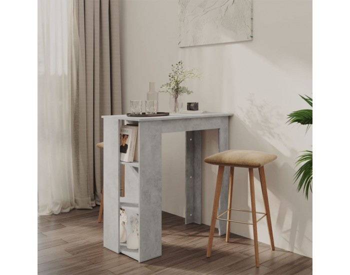 Sonata H Бар маса с рафт, бетонно сива, 102x50x103,5 см, инженерно дърво