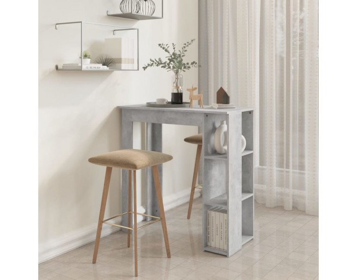 Sonata H Бар маса с рафт, бетонно сива, 102x50x103,5 см, инженерно дърво