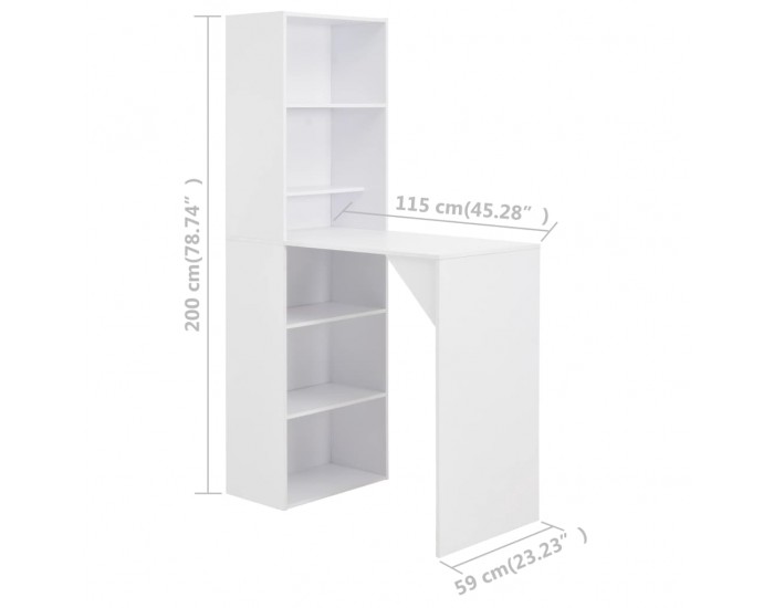 Sonata H Бар маса с шкаф, бяла, 115x59x200 см