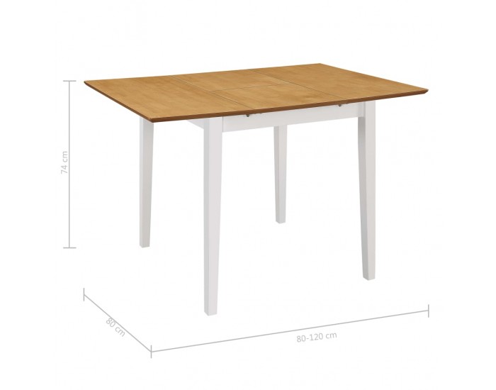 Sonata H Разтегателна трапезна маса, бяла, (80-120)x80x74 см, МДФ