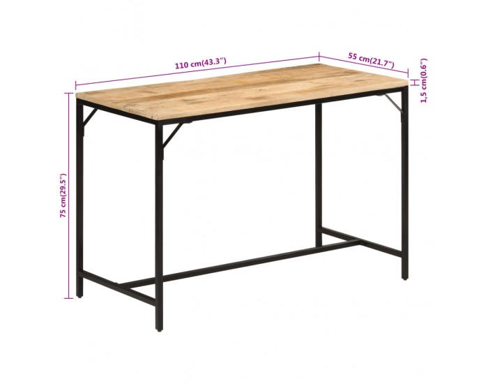 Sonata H Трапезна маса, 110x55x75 cм, грубо мангово дърво масив и желязо