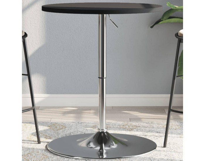 Sonata H Бар маса черна 60x60x90 см инженерно дърво и хромирана стомана