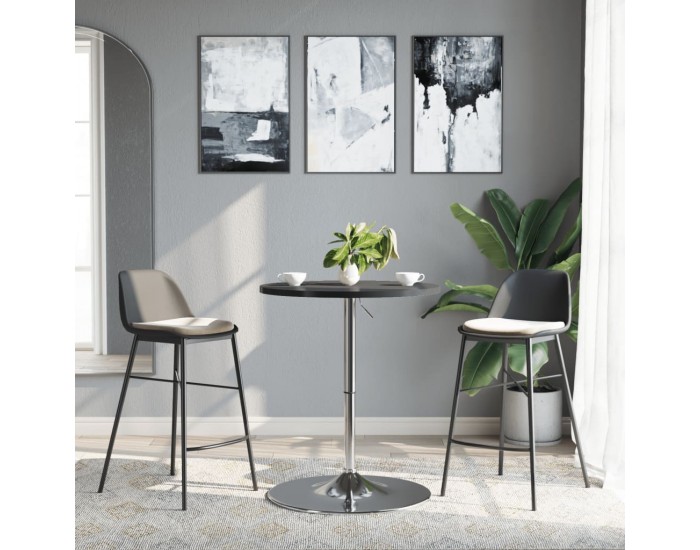 Sonata H Бар маса черна 60x60x90 см инженерно дърво и хромирана стомана