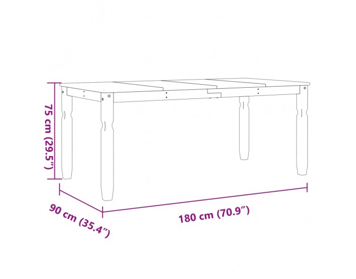 Sonata H Тоалетка Corona, 180x90x75 см, бор масив