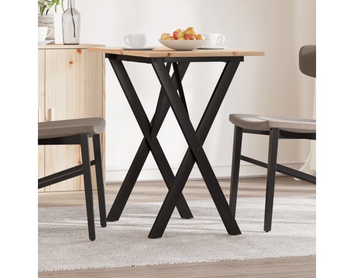 Sonata H Трапезна маса X-образна рамка 80x50x75 см бор масив и чугун