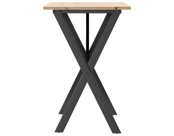 Sonata H Трапезна маса X-образна рамка 80x50x75 см бор масив и чугун