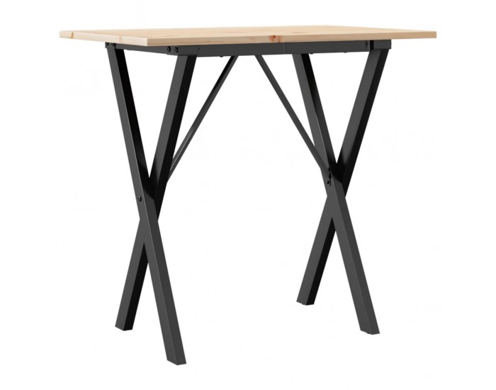 Sonata H Трапезна маса X-образна рамка 80x50x75 см бор масив и чугун