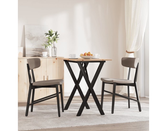Sonata H Трапезна маса X-образна рамка 80x50x75 см бор масив и чугун