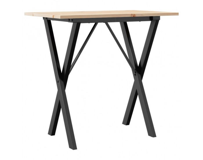 Sonata H Трапезна маса X-образна рамка 80x50x75 см бор масив и чугун