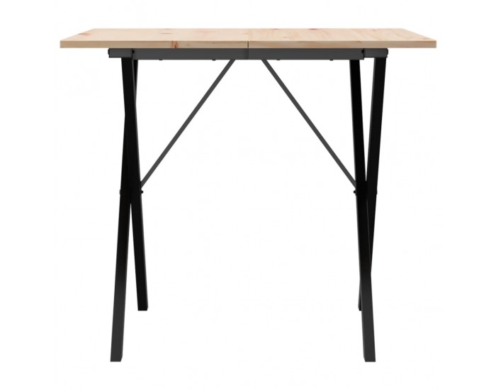 Sonata H Трапезна маса X-образна рамка 90x90x75 см бор масив и чугун