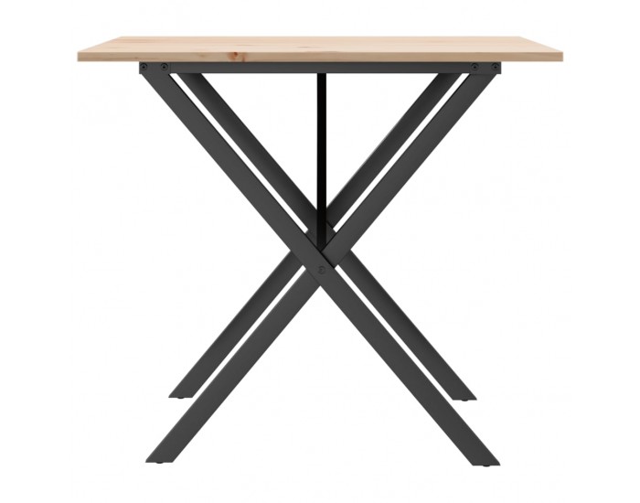 Sonata H Трапезна маса X-образна рамка 90x90x75 см бор масив и чугун