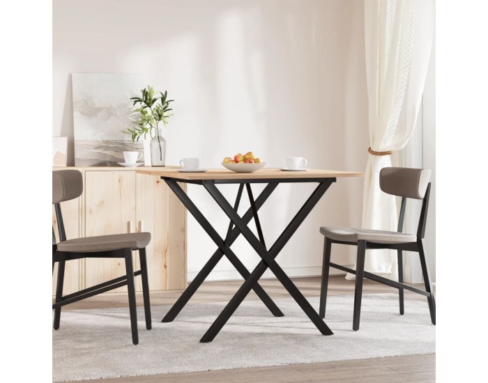 Sonata H Трапезна маса X-образна рамка 90x90x75 см бор масив и чугун