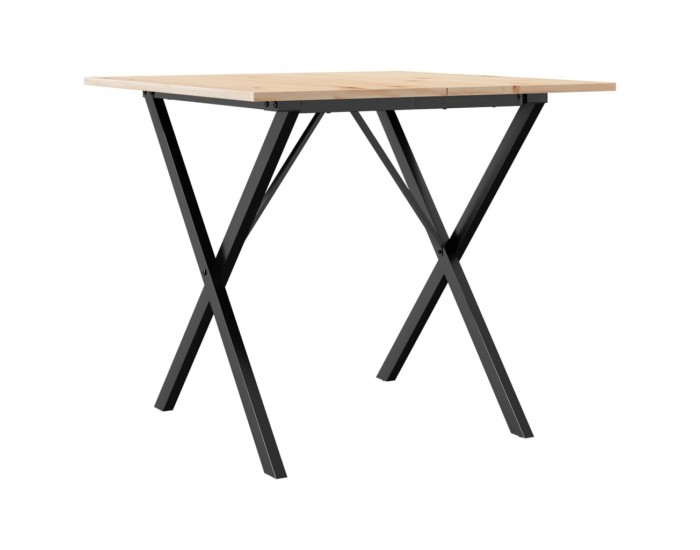 Sonata H Трапезна маса X-образна рамка 90x90x75 см бор масив и чугун