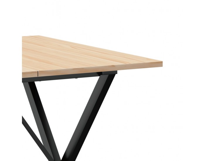 Sonata H Трапезна маса X-образна рамка 90x90x75 см бор масив и чугун