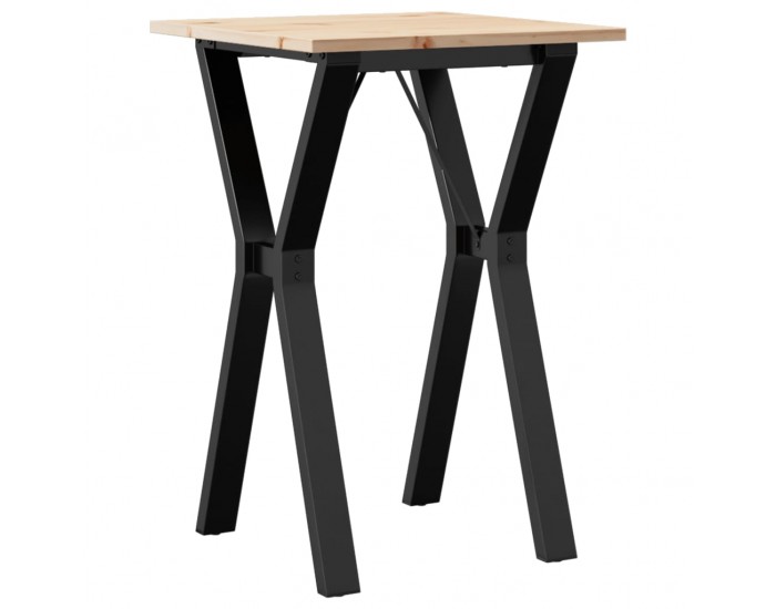 Sonata H Трапезна маса Y-образна рамка 50x50x75 см бор масив и чугун