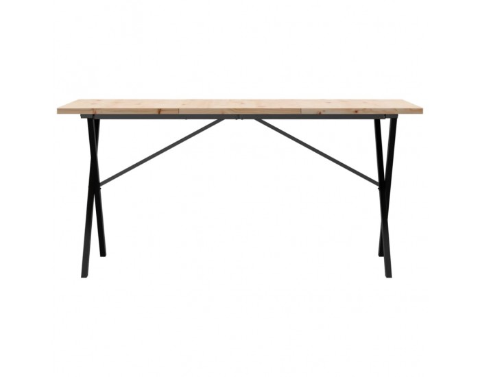 Sonata H Трапезна маса X-образна рамка 140x80x75,5 см бор масив и чугун
