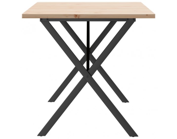 Sonata H Трапезна маса X-образна рамка 140x80x75,5 см бор масив и чугун