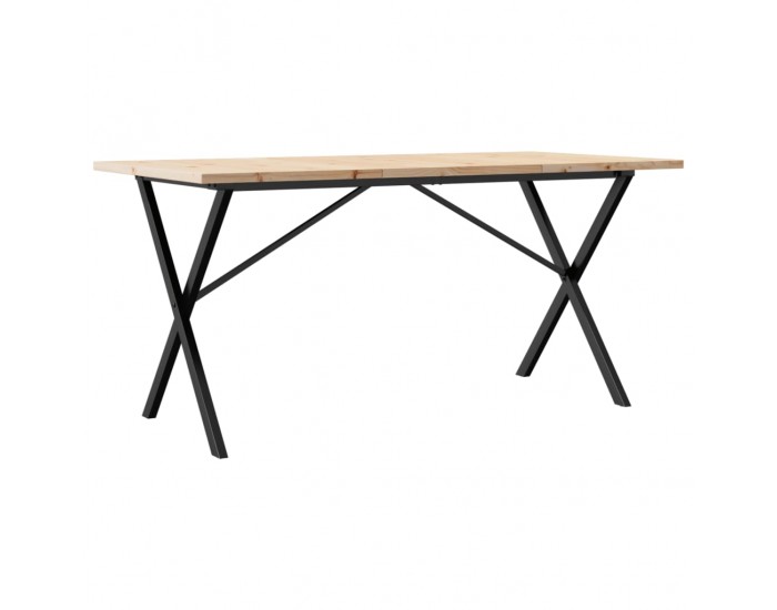 Sonata H Трапезна маса X-образна рамка 140x80x75,5 см бор масив и чугун