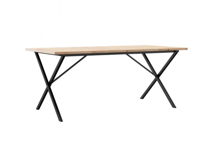 Sonata H Трапезна маса X-образна рамка 180x90x75,5 см бор масив и чугун