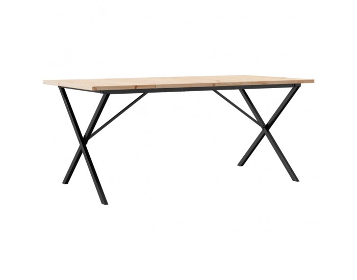 Sonata H Трапезна маса X-образна рамка 180x90x75,5 см бор масив и чугун