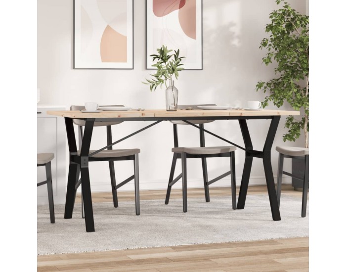 Sonata H Трапезна маса Y-образна рамка 160x80x75,5 см бор масив и чугун