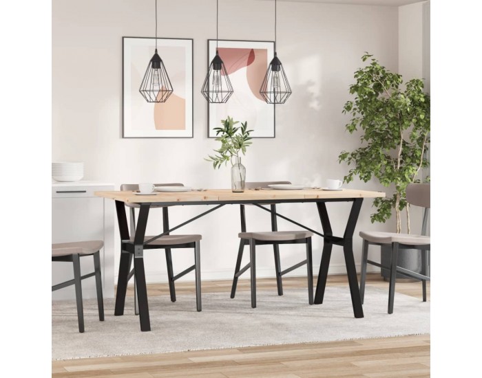 Sonata H Трапезна маса Y-образна рамка 160x80x75,5 см бор масив и чугун