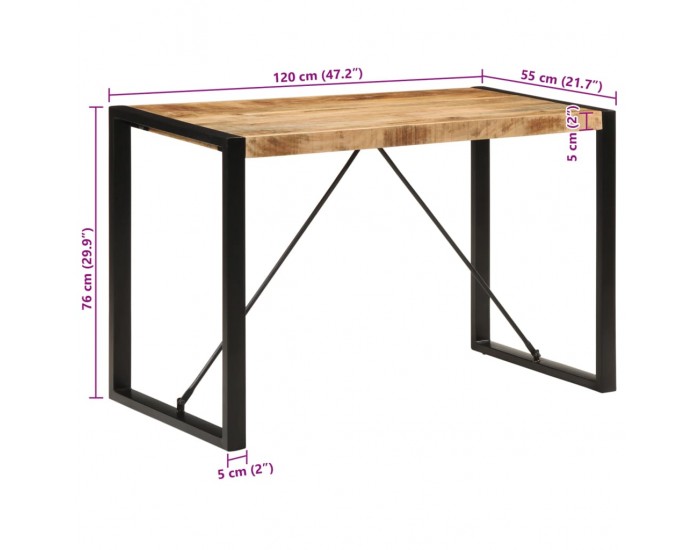 Sonata H Трапезна маса, 120x55x76 cм, грубо мангово дърво масив