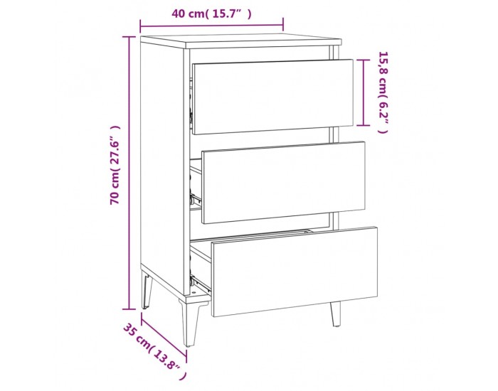 Sonata H Нощно шкафче, опушен дъб, 40x35x70 см, инженерно дърво