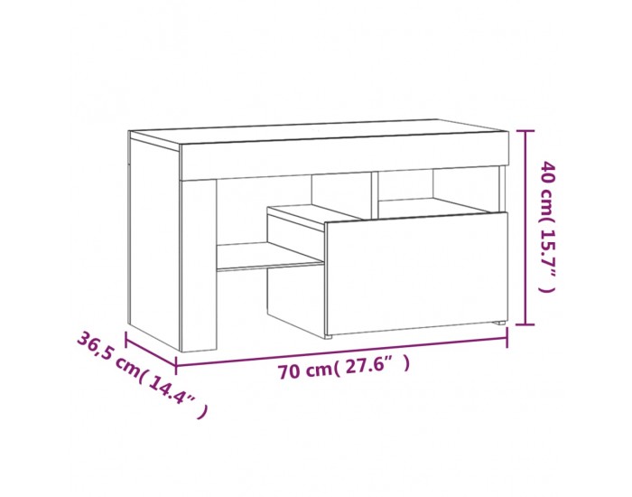 Sonata H Нощни шкафчета, 2 бр, с LED осветление, черни, 70x36,5x40 см