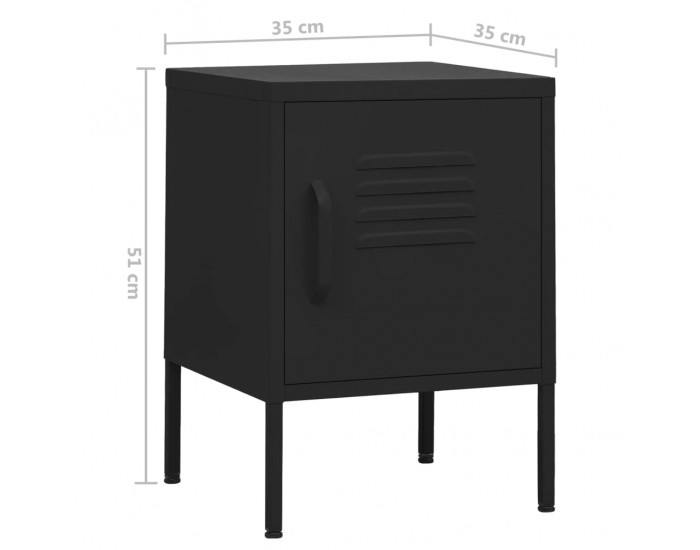 Sonata H Нощно шкафче, черно, 35х35х51 см, стомана