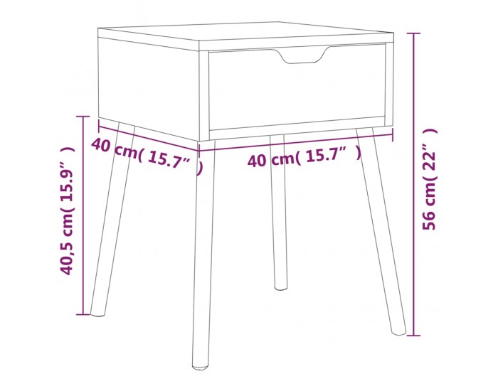 Sonata H Нощно шкафче, бетонно сиво, 40x40x56 см, инженерно дърво