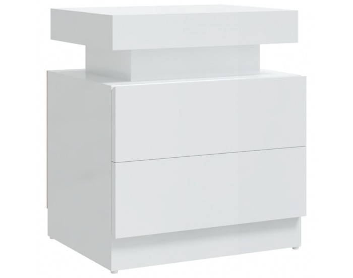 Sonata H Нощно шкафче, бял гланц, 45x35x52 см, инженерно дърво