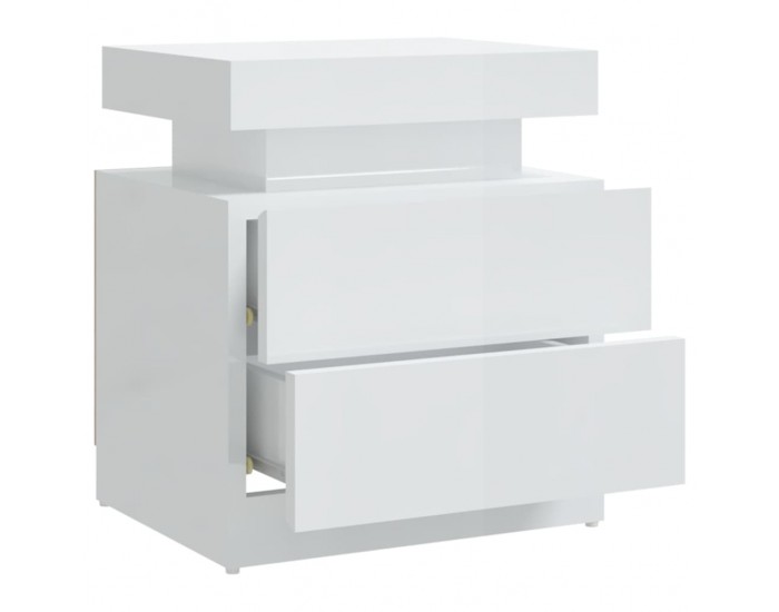 Sonata H Нощно шкафче, бял гланц, 45x35x52 см, инженерно дърво
