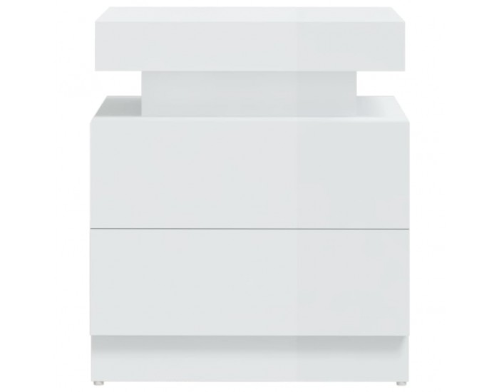 Sonata H Нощно шкафче, бял гланц, 45x35x52 см, инженерно дърво