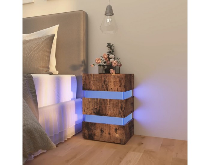 Sonata H Нощно шкафче с LED, опушен дъб, 45x35x67 см, инженерно дърво
