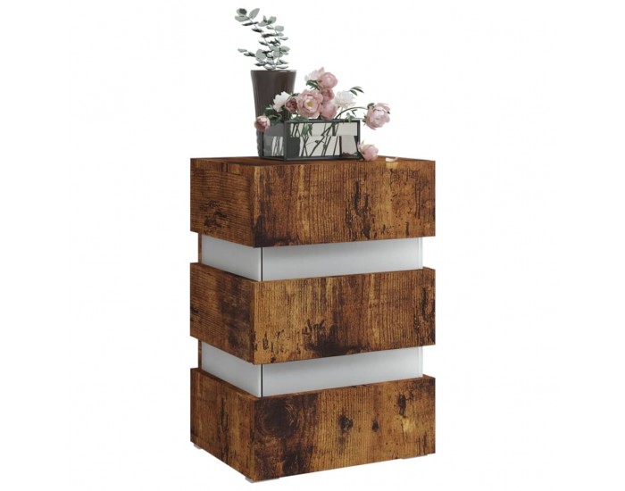 Sonata H Нощно шкафче с LED, опушен дъб, 45x35x67 см, инженерно дърво