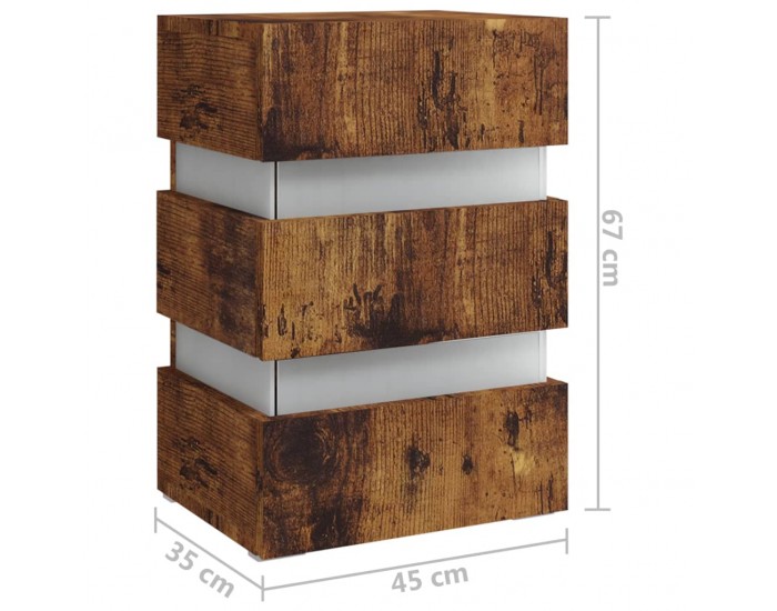 Sonata H Нощно шкафче с LED, опушен дъб, 45x35x67 см, инженерно дърво