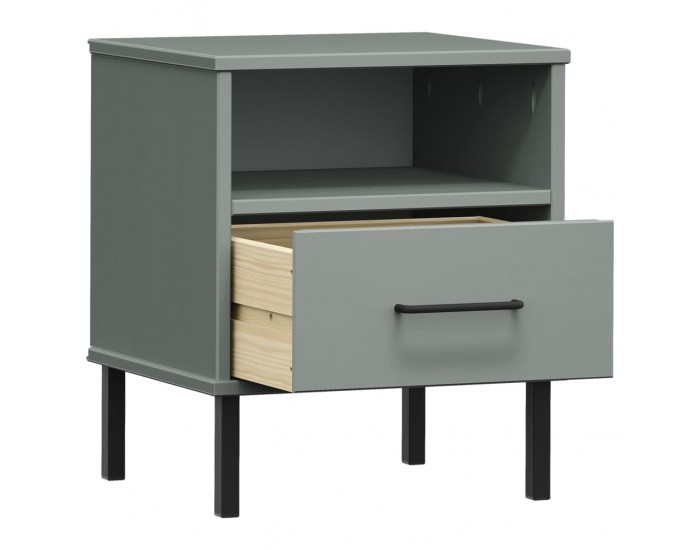 Sonata H Нощно шкафче с метални крака сив бор масив OSLO