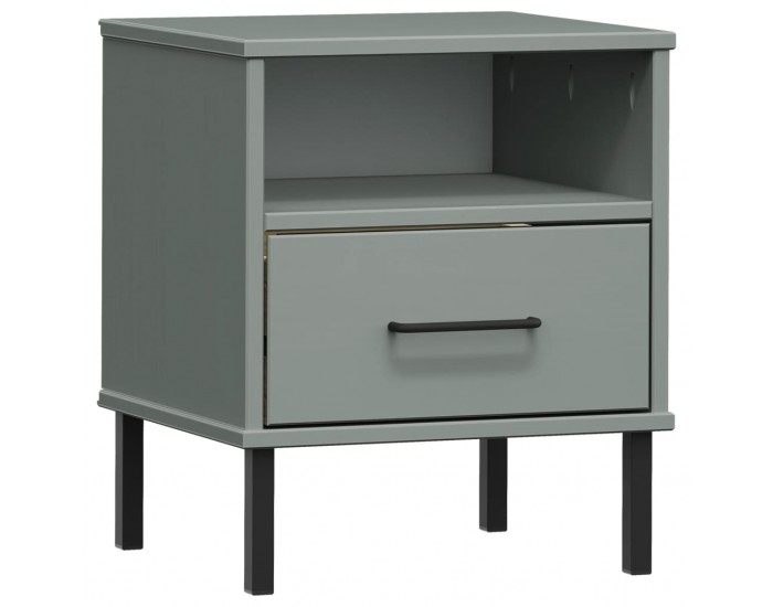 Sonata H Нощно шкафче с метални крака сив бор масив OSLO