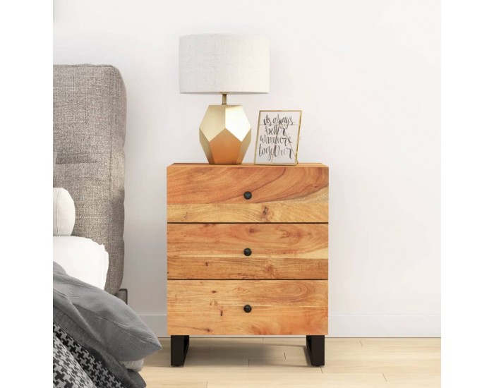 Sonata H Нощно шкафче 50x33x62 см масивна акация и инженерно дърво